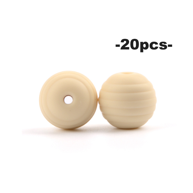 LOFCA – perles de dentition en Silicone pour bébé, 20 pièces, en spirale, rondes de alimentaire, 15mm, DIY, perles filetées sans BPA, anneaux de dentition pour bébé: plum