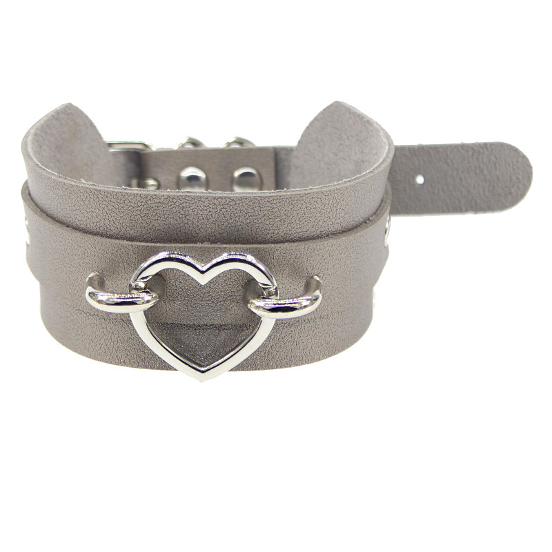 Faux leather heart choker ketting met een verstelbare gesp stud black goth kraag voor vrouwen chocker Gothic sieraden