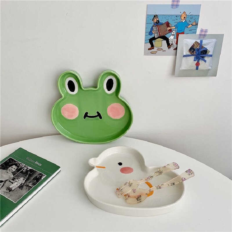 Leuke Cartoon Dier Plaat Creatieve Ontbijt Dessert Plaat Kinderen Diner Plaat Fruit Servies