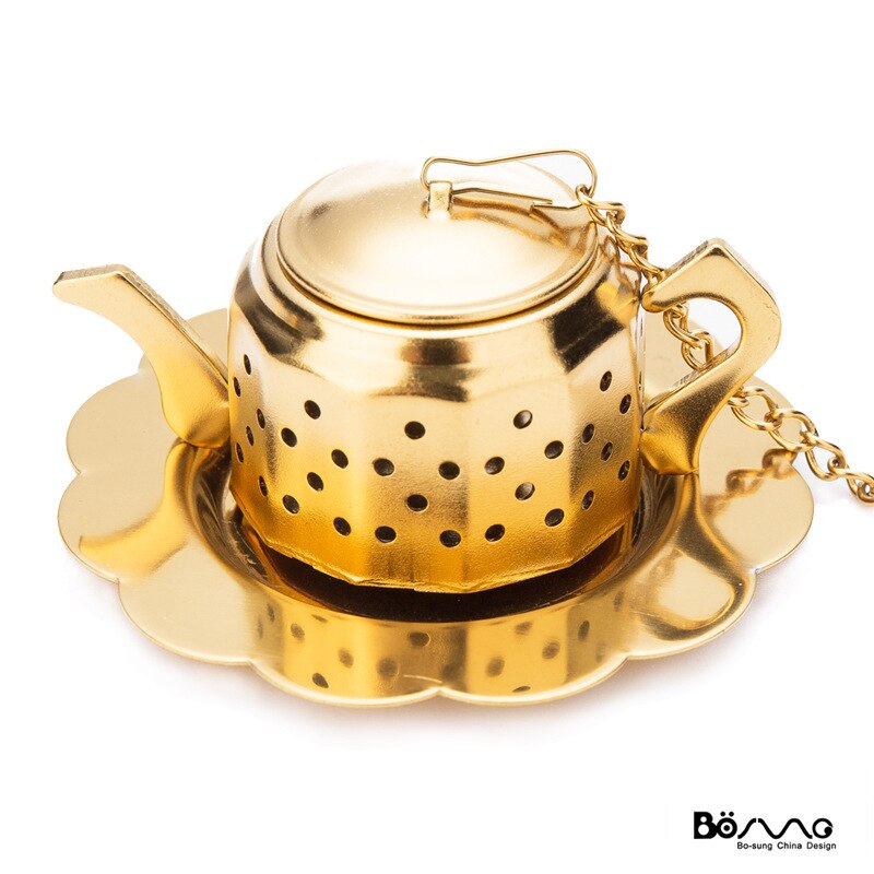 Kitchen Tube-shaped Tofu Gold-plated Leaky Tea Separator Environmental Protection Tea Utensils Ceremony Strainer Home Decoration: 4