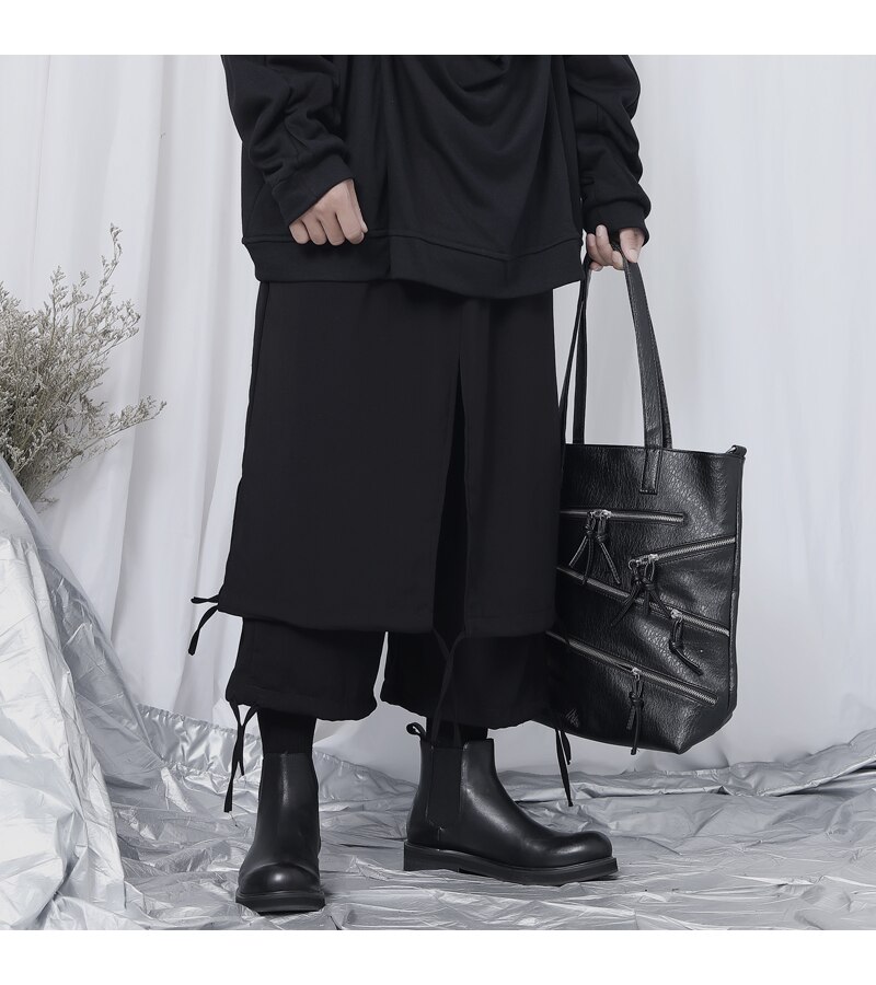 Jesienne codzienne męskie spodnie, męskie spodnie rybaczki, modne męskie niszowe wzornictwo Yamamoto dwuwarstwowe uwięzi luźny straigh