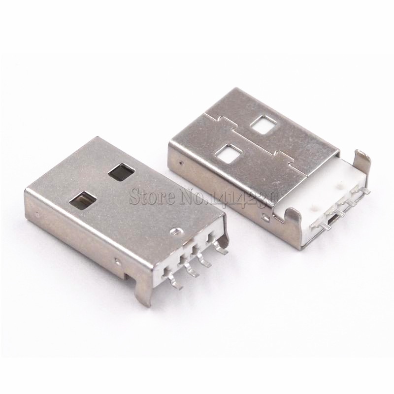 10PCS USB 2.0 Stecker Typ A USB PCB Stecker Stecker 180 grad SMT Männlich USB Anschlüsse 4Pins SMD