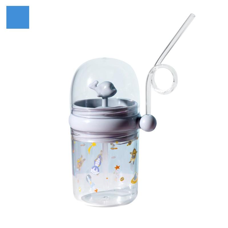 250 Ml Kinderen Grappig Whale Water Spray Drinkbeker Cartoon Zuigflessen Met Rietjes Draagbare Kinderen Cups Drinkware Cup: Blue