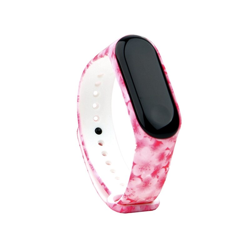 For Xiaomi Mi Band 4 strap camouflage silicone wrist strap replacement Strap for xiaomi mi band 3/4 smart bracelet printing band: Pink flower