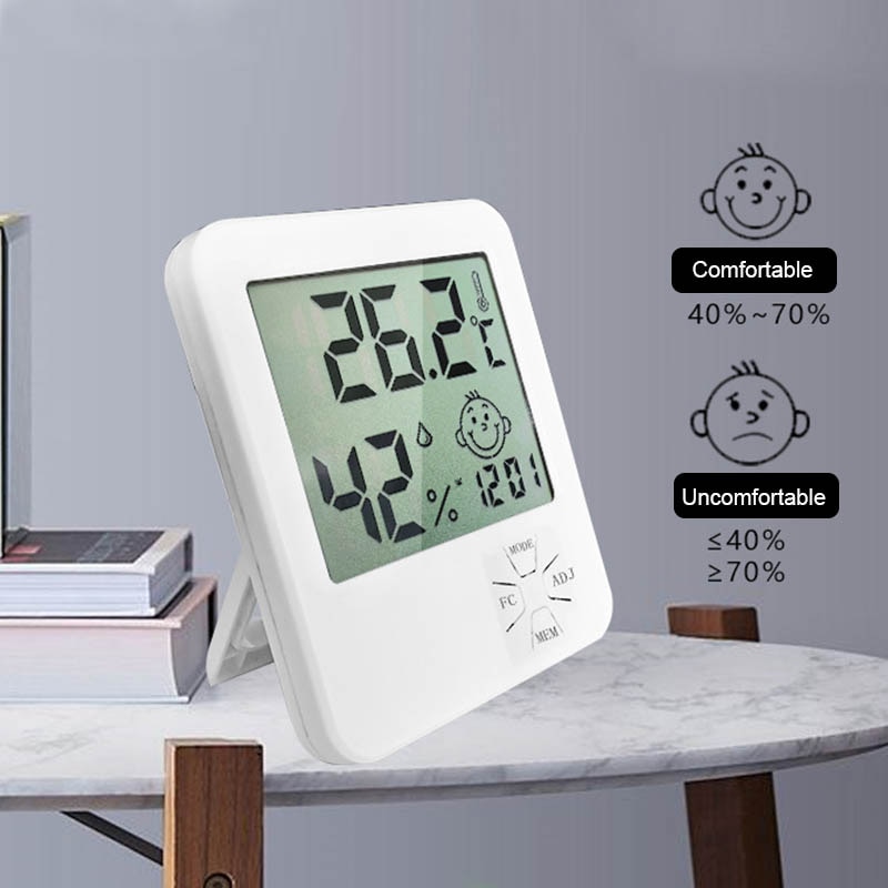 Indoor Elektronische Droge Temperatuur Hygrometer Huishouden Groot Scherm Wekker Hoge Precisie Thermometer Desk Gemonteerd