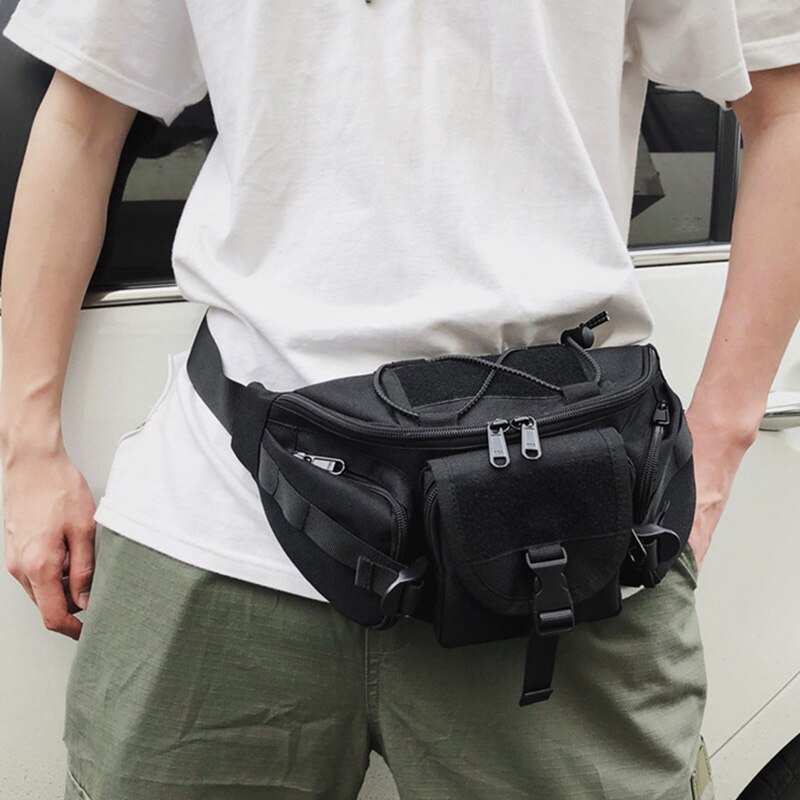 Waist Bag For Unisex Black Belt Bags Fanny Pack Multifunction Hip Package Chest Packs Canvas Material Bum Bag Crossbody Pack