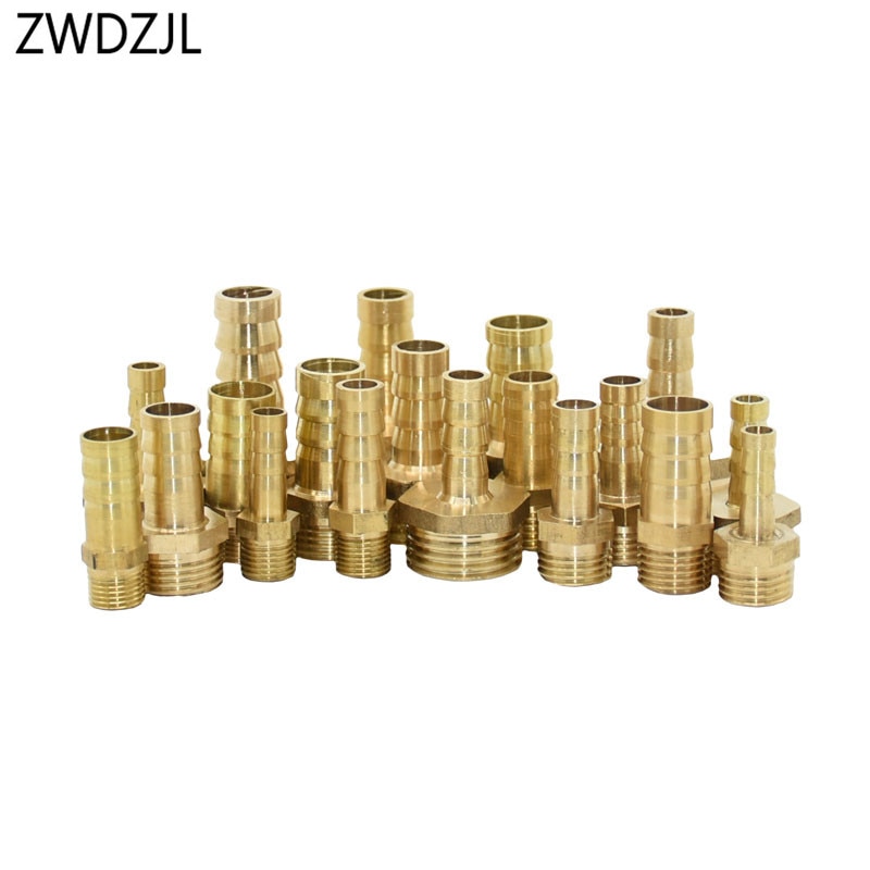 Kobber udvendigt gevind 1/8 1/4 3/8 1/2 3/4 "  to 6mm 8mm 10mm 12mm messing stik vandingsvandslange gas bløde rør adaptere 40 stk.