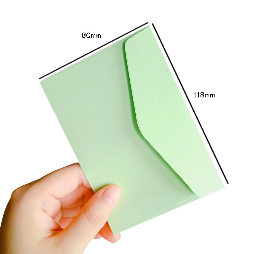 200pcs/lot Blank Mini Envelope 14 Candy Colors Cute Kawaii Envelope Wedding Birthday Party Invitation Supplies Kraft Paper: Light Green