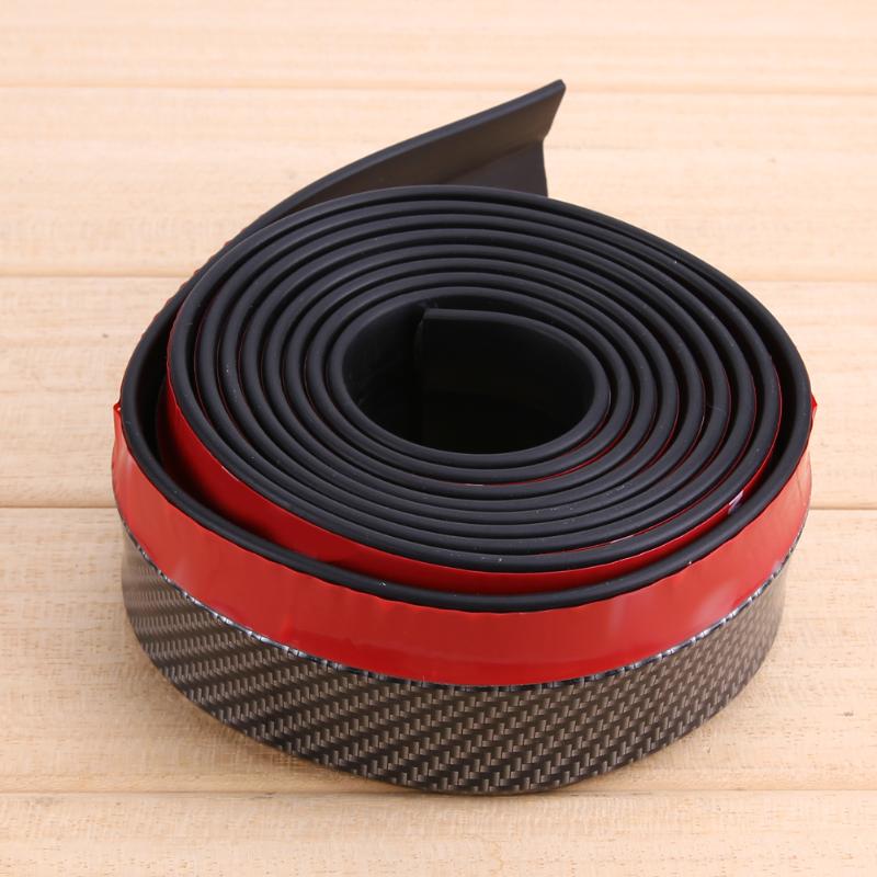 Black Soft Carbon Fiber Car Rubber Bumper Strip Outside Bumper Exterior Front Bumper Lip Kit Car bumper Strip 2.5M*6CM