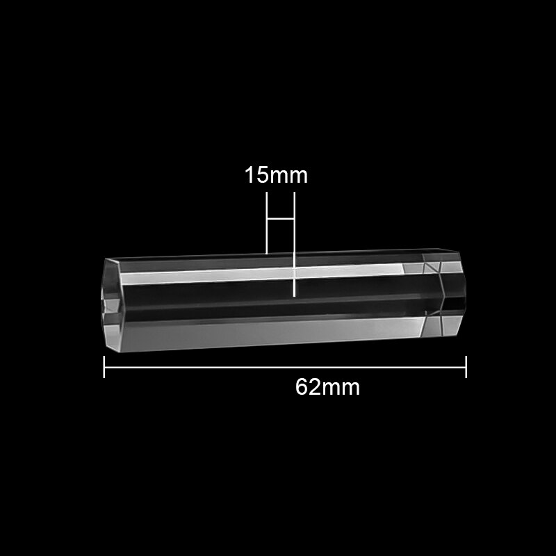 Optisk sekskantet prisme til fotografering syvfarve reflekterer sollys 15 x 62mm lysguide prisme fysisk videnskabeligt eksperiment