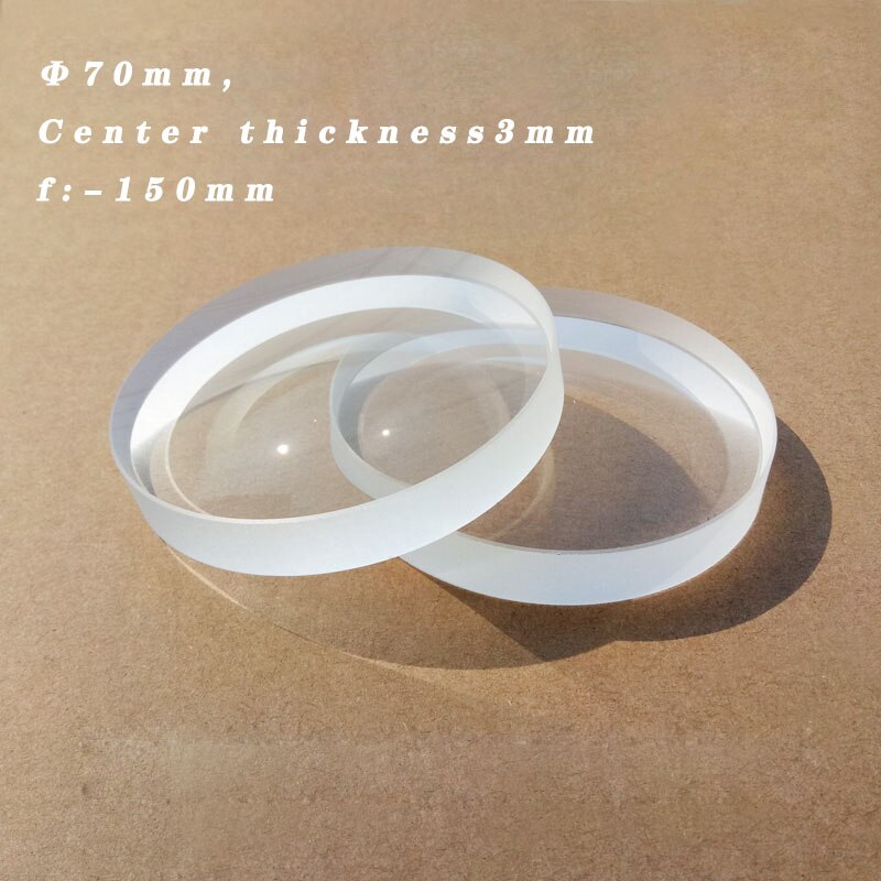 70mm Diameter -150mm Focal Length Double Concave Lens Optical Glass Experiment Teaching Science K9 Processing Customization