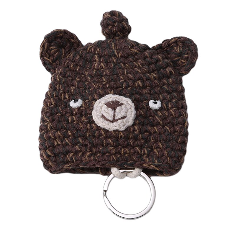 Kids Girls Cartoon Mini Key Wallet Holders Bags Drawstring Keychain Holder Hand-woven Cute Key Holders: Bear