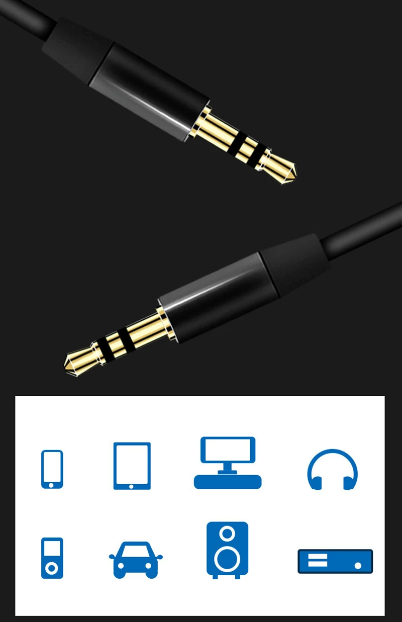 3.5mm Jacek audio przedłużacz kabla pozłacany 3.5mm męnarty na 3.5mm męnarty kabel Aux robić samochodu Xiaomi głośnik słuchawkowy pomocniczy