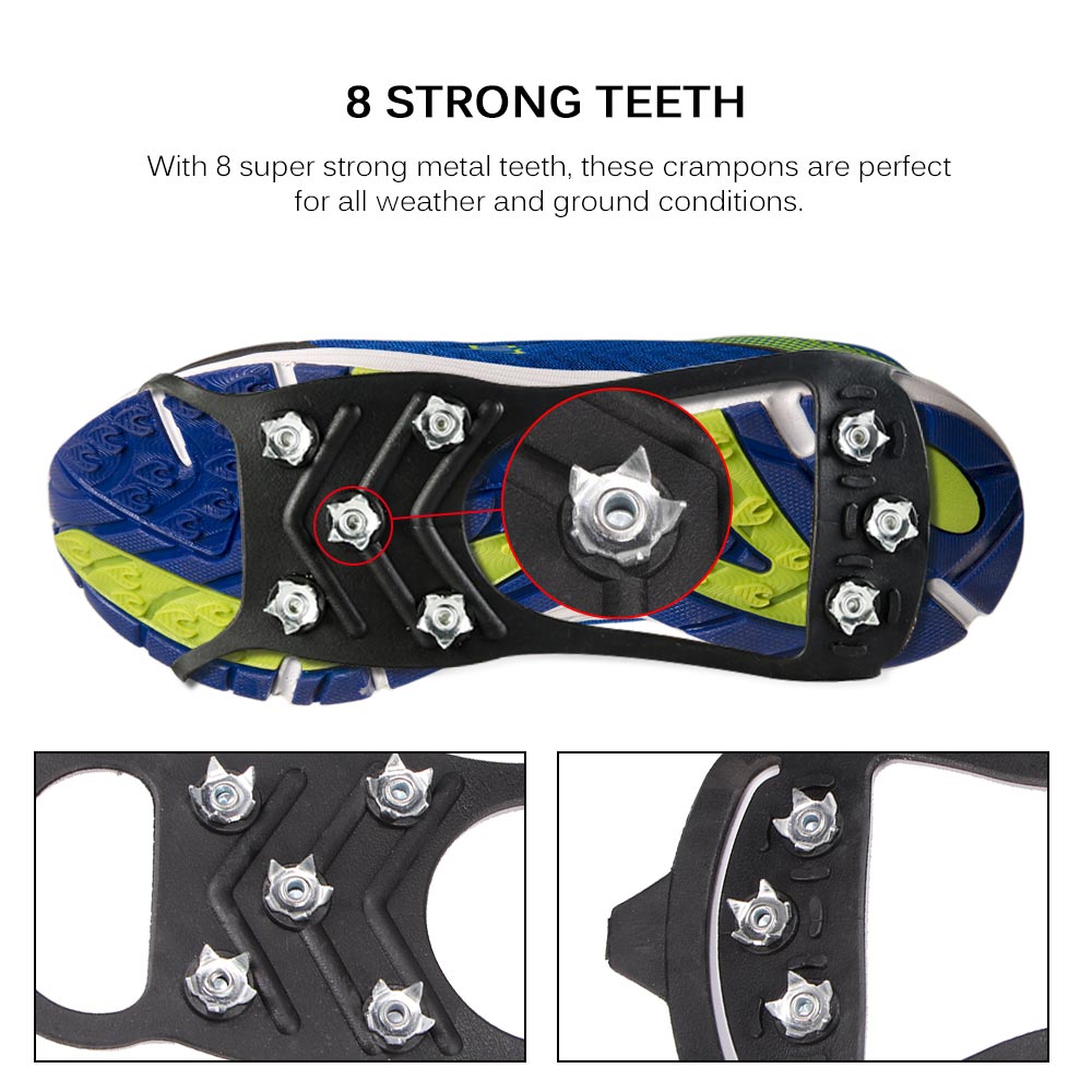1 Paar M L 8 Studs Anti-Slip Sneeuw Ijs Stijgijzers Klimmen Schoen Spikes Grips Crampons Cleats Overschoenen Stijgijzers spike Schoenen Stijgijzers