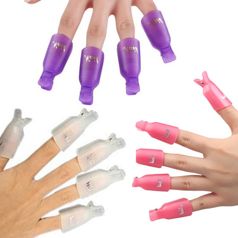 10 stks Plastic Nail Art Losweken Cap Clips UV Gel Polish Remover Wrap Tool Vloeistof voor Verwijdering van Vernis manicure Gereedschap