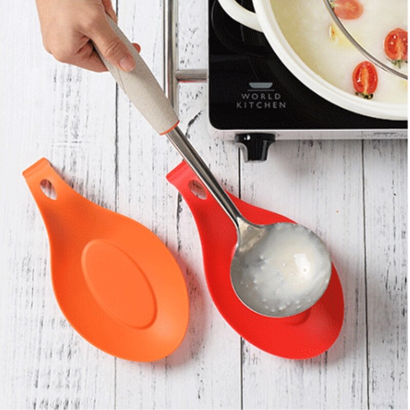 Multipurpose Silicone Spoon Rest Food Grade Silica Gel Spoon Holder Drink Glass Coaster Pot Stand Placemat Kitchen Tool 6zCF419