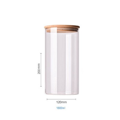 Lagertank mat container bambus dekket høy borosilikat mat forseglet glass tank kjøkken diverse korn lagertank: 17