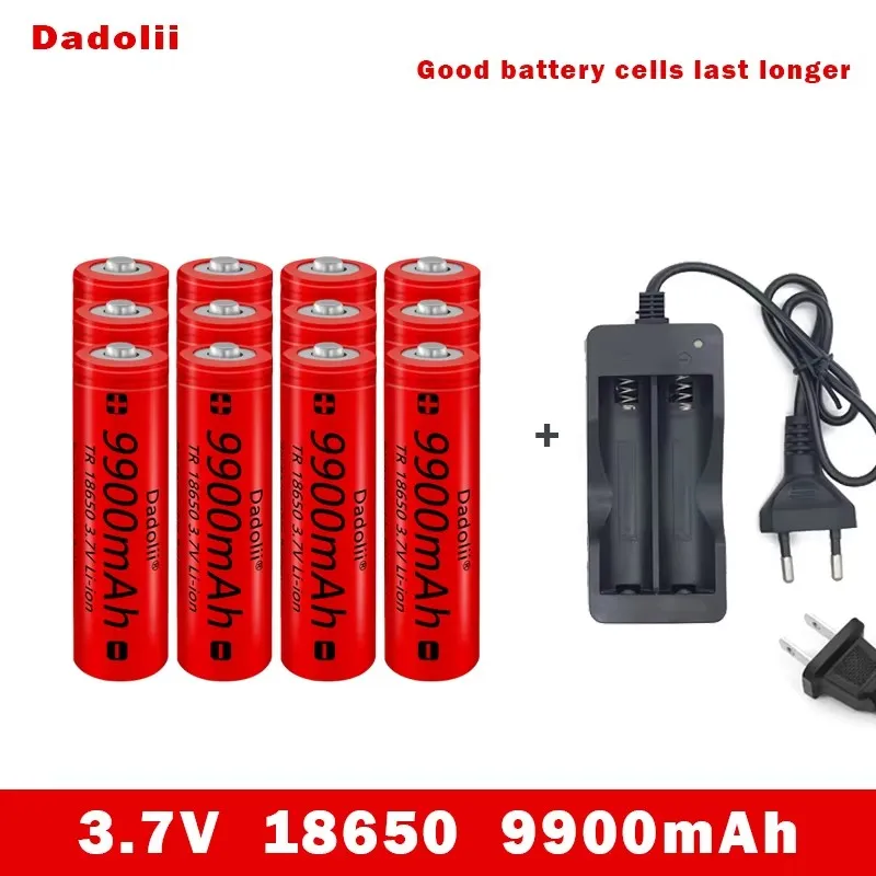 18650 batterie batterie Rechargeable 3.7V 18650 9900mAh capacité Li-ion batterie Rechargeable pour lampe de poche torche batterie + chargeur: Ivoire