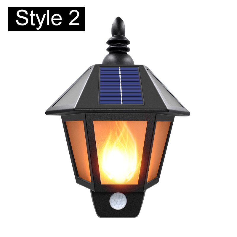 Luces solares, lámpara de pared Solar parpadeante con llama para baile, lámpara Led impermeable para exteriores, decoración Solar de paisaje, iluminación de seguridad: Style 2