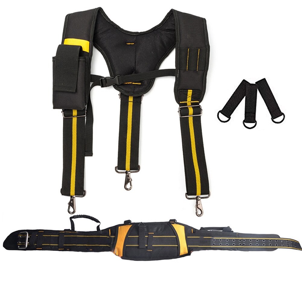 Tool Belt Suspenders Pouch Bag Nail Pocket Set Adjustable Lumbar Support Multi Function Tools Bag for Carpenter Electrician: Yellow Y