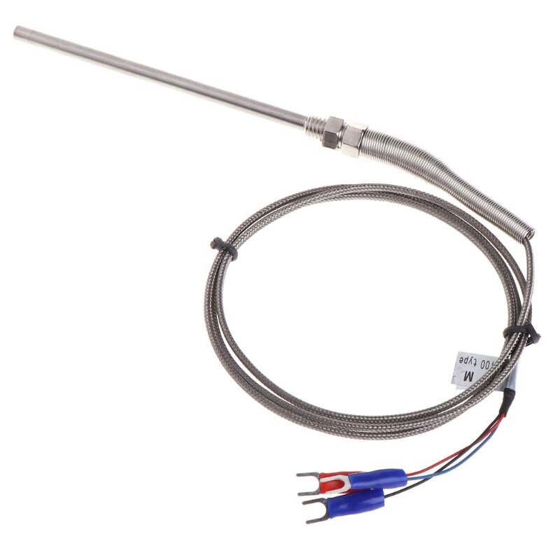 RTD PT100 Temperature Sensor Thread M8 Cable 1M Thermocouple Probe 100mm 3 wires