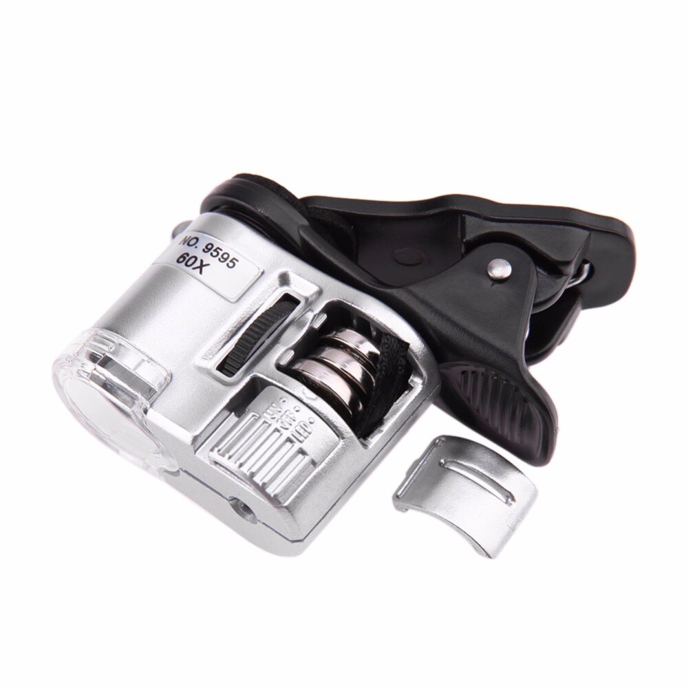Universal 60x microscópio do telefone móvel lente macro zoom micro clipe de câmera com luz led lente do telefone