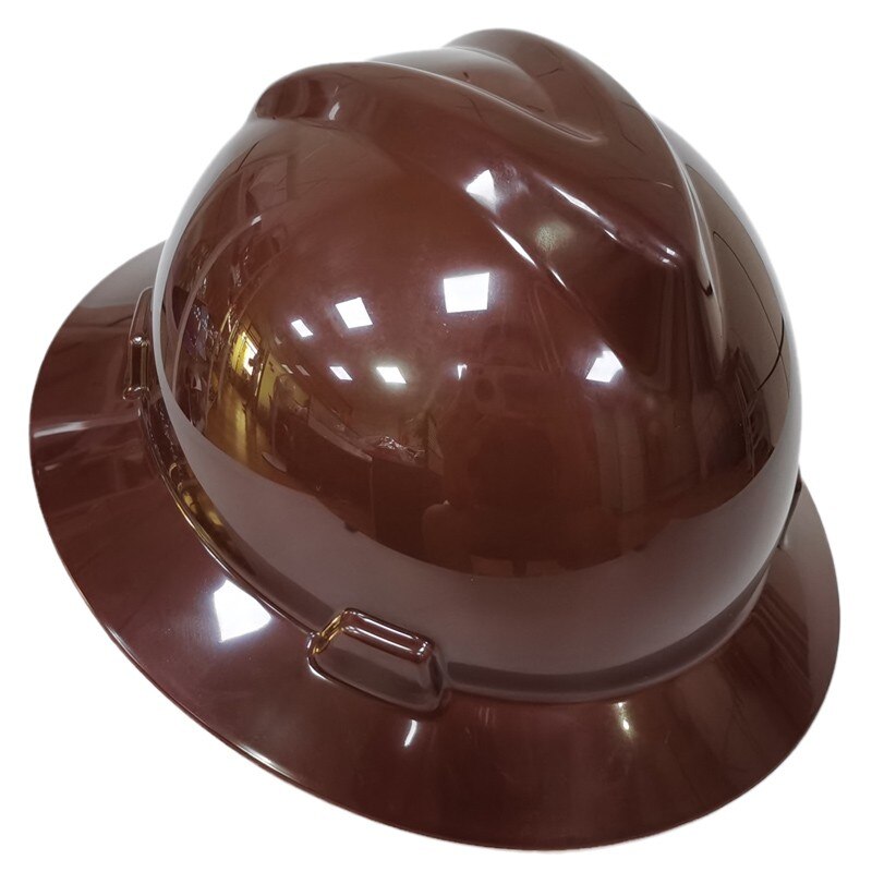 Safety Helmet Full Brim Hard Hat Lightweight Work Cap Outdoor Construction Railway Metallurgy Mine Miner Summer Sunshade: Brown No Hook
