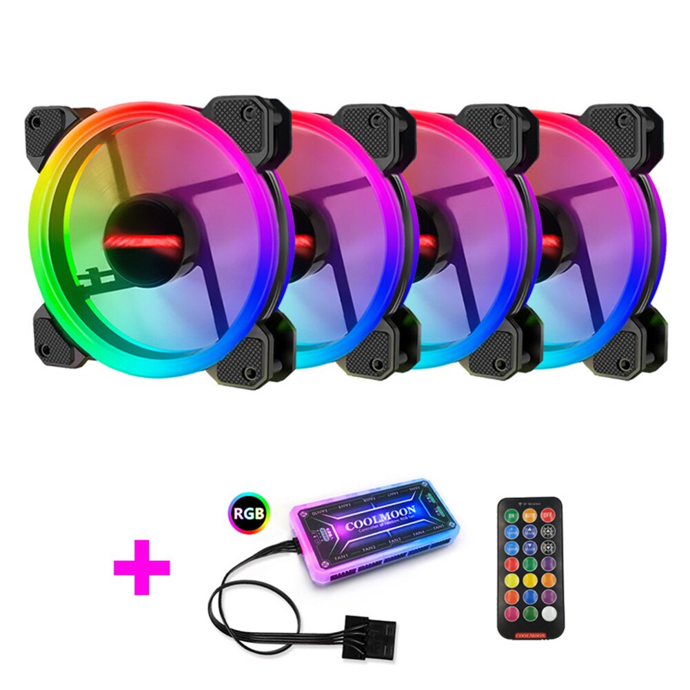 Coolmoon Case Fan PC Cooling RGB Fan with IR Remote Quiet Computer Case CPU Cooler and Radiator Computer Components 120mm fan