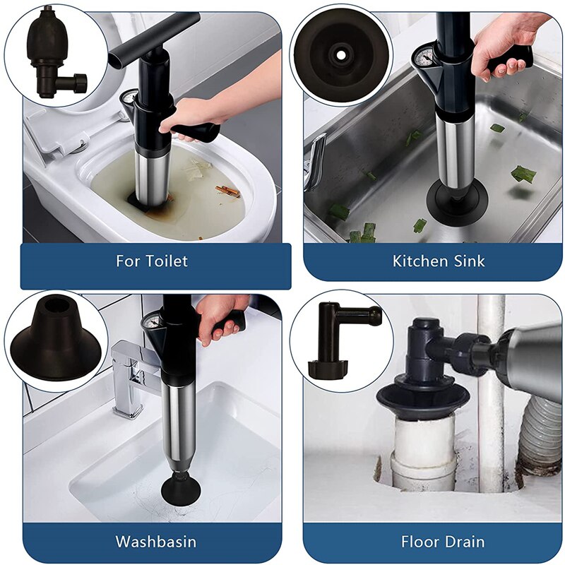 Outil de déblocage de tuyau de nettoyage de cuvette de toilette à haute pression de dragage d&#39;égout pour le piston de tuyau et les éviers de toilettes de bain à ventouse