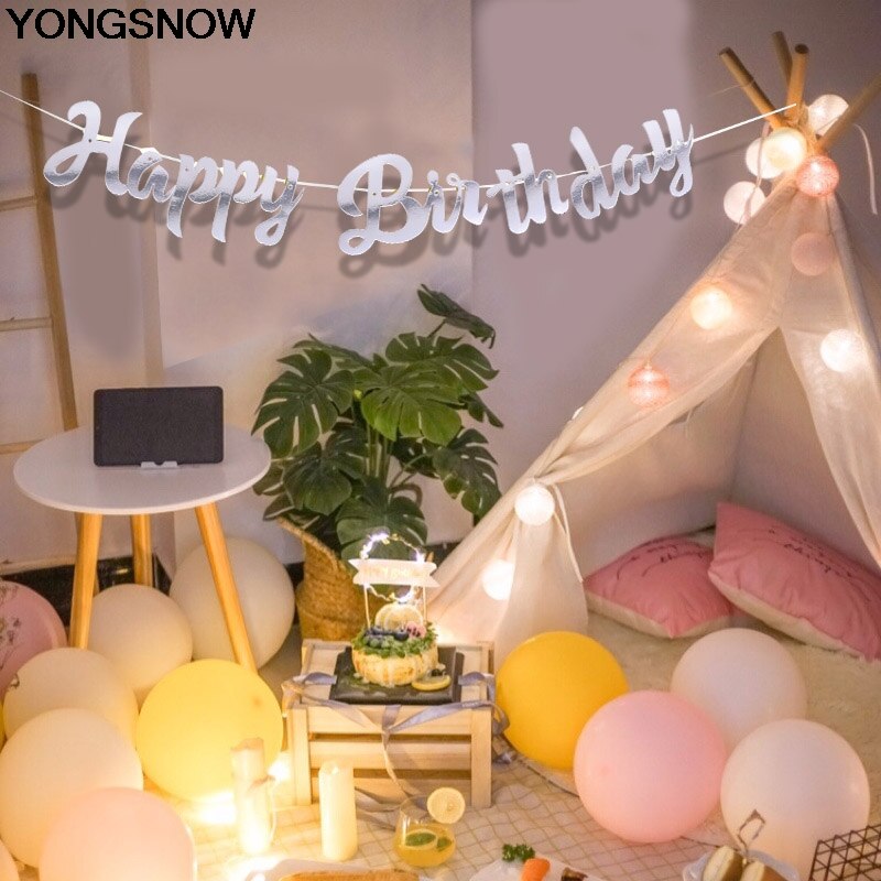 Goud Zilver Gelukkige Verjaardag Gewoon Getrouwd Happy Wedding Banner Garland Voor Wedding Party Verjaardag Opknoping Gors Decoratie Favor