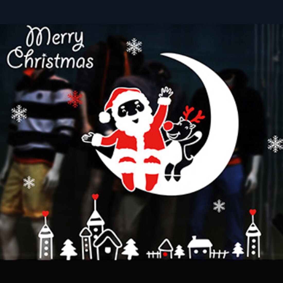 16 Styles Merry Christmas Window Glass PVC Wall Sticker DIY Snow Town Wall Stickers Year Home Decal Christmas Decoration: 9