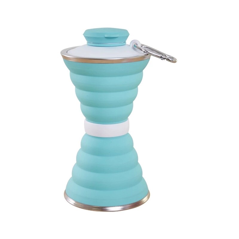 4 Colors 500ML Silicone Folding Water Coffee Win Cups Travel Camping Cup Retractable Telescopic Collapsible Outdoor Sport: Blue