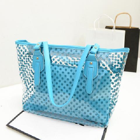 Sac à main Transparent pour femmes, joli Sac Transparent pour bonbons, Point Pvc plage, Sac à bandoulière étanche, gelée,: Sky Blue