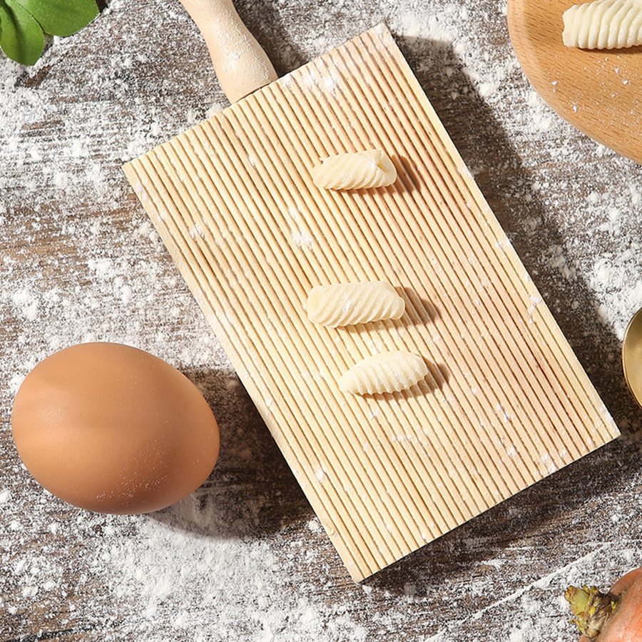 Gnocchibräda i trä, verktyg för gnocchi-pastatillverkning, gnocchi-pastamaskin för hemlagad pasta, kök för pastaälskare