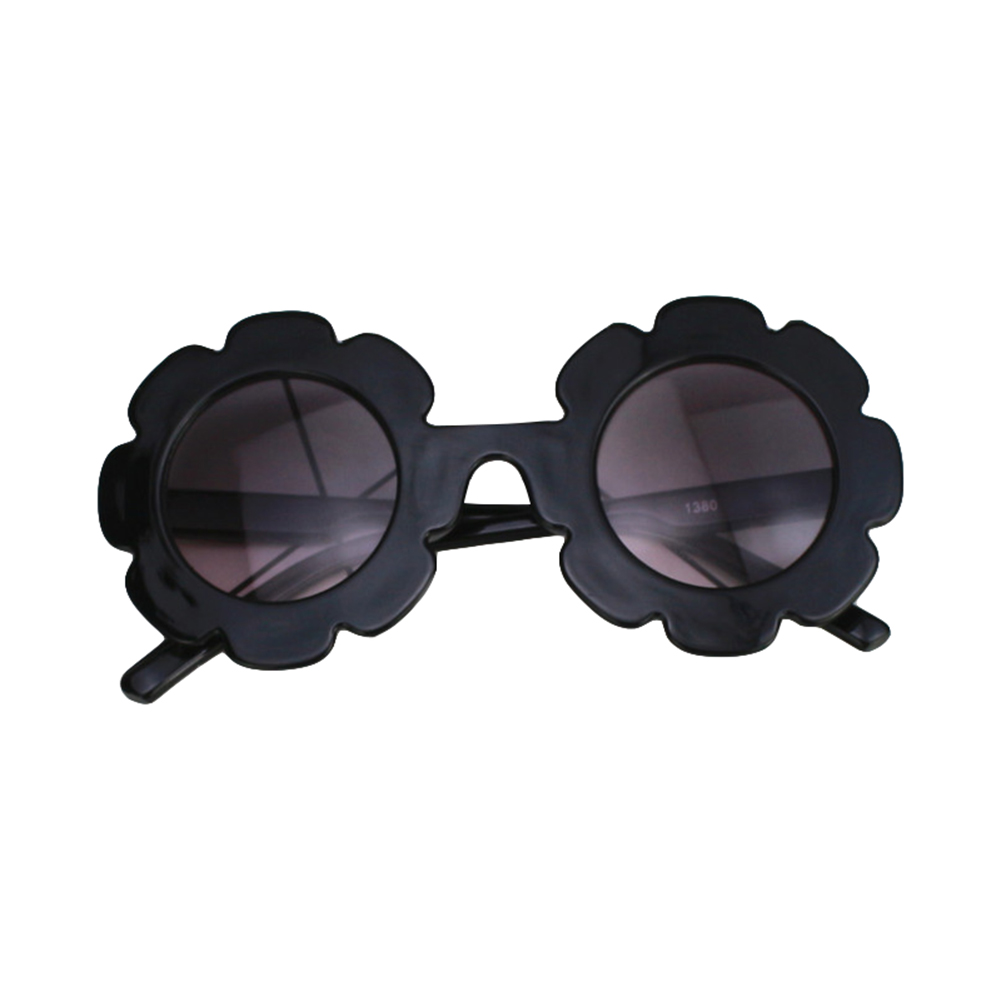 Okulary przeciwsłoneczne dla dzieci kwiat chłopcy dziewczęta okrągłe okulary dziecięce plastikowe okulary: czarny