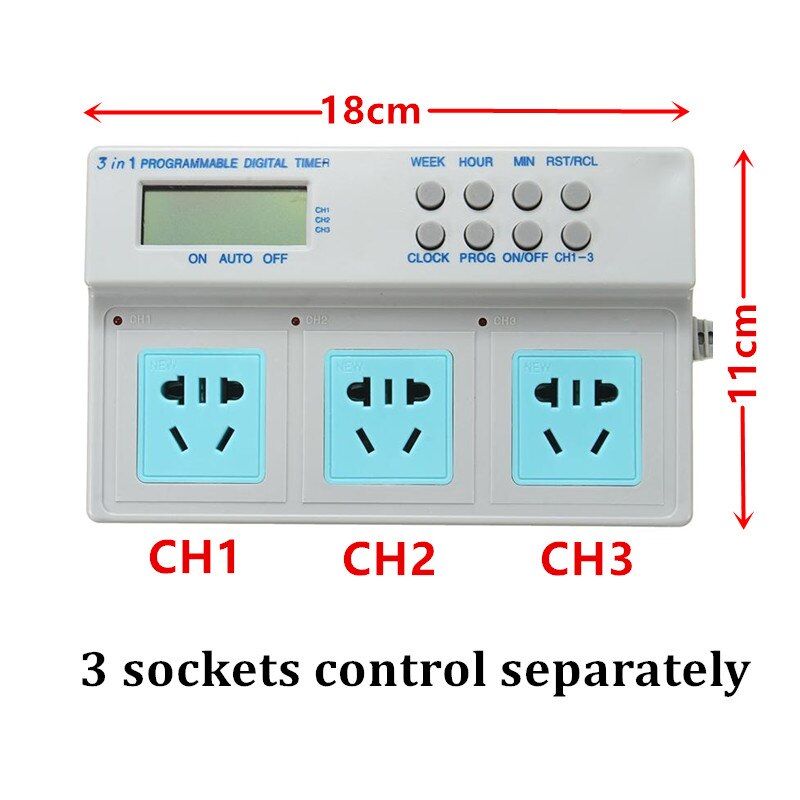 3 in 1 Programmierbare LCD Digital Timer Steckdose Aquarium Energie Zeit Steuerung Für Aquarium Licht Heizung Filter Wavemaker Dosierung pumpe