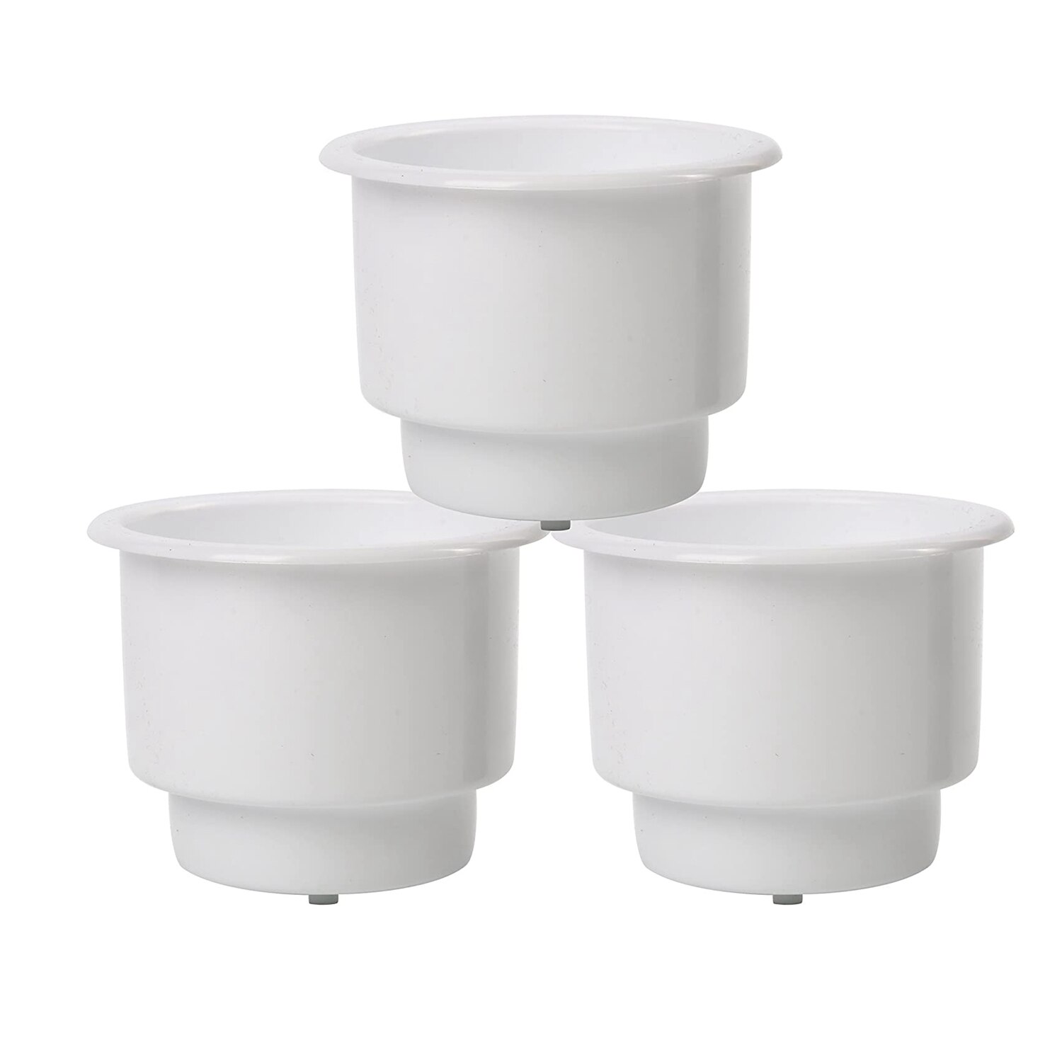 3 stk forsænket i plastik kop drikkedunk holder med afløb til båd bil marine rv (hvid)