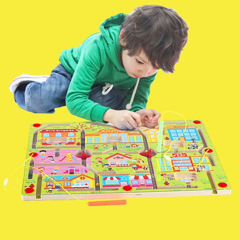 El espacio de la ciudad laberinto magnético Junta corriendo cuentas juego intelectual juguetes educativos para niños para el de los niños