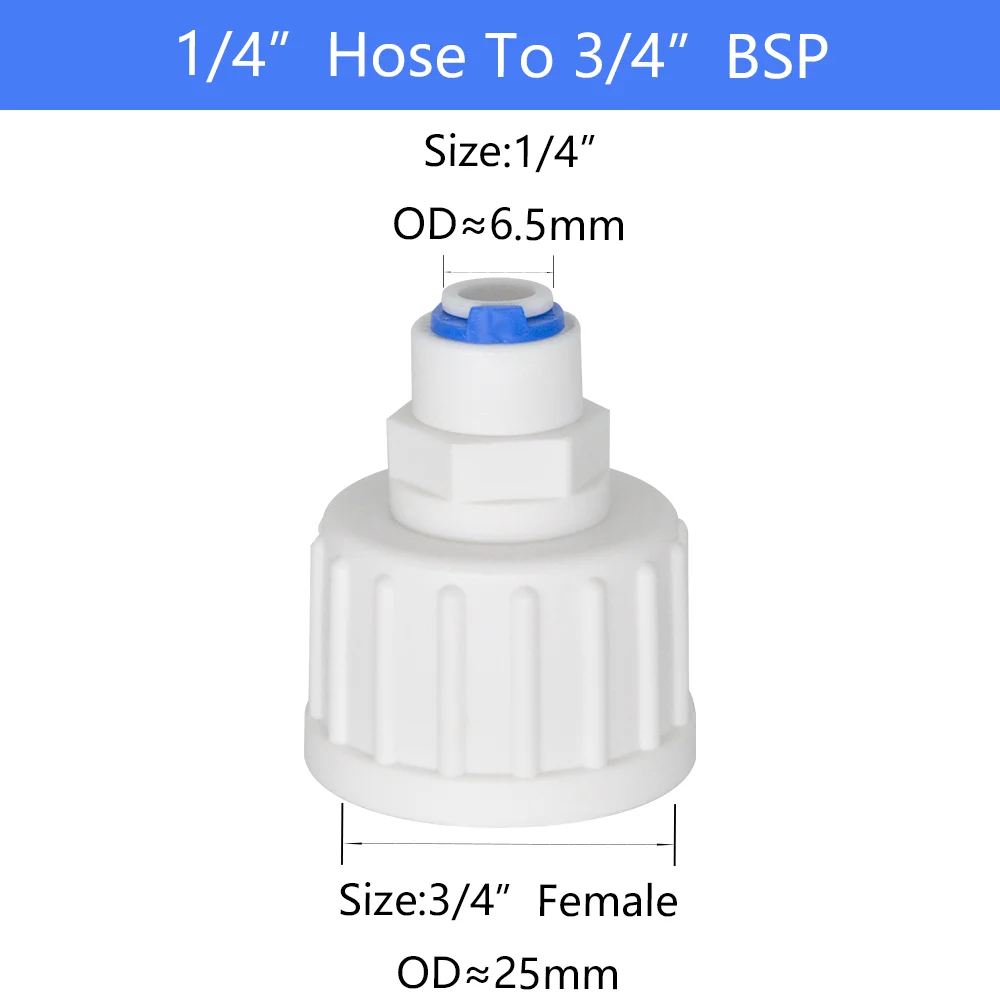Aquarium Connector - Female Thread Adapter - Straight Combination Tube - Plastic: Silver
