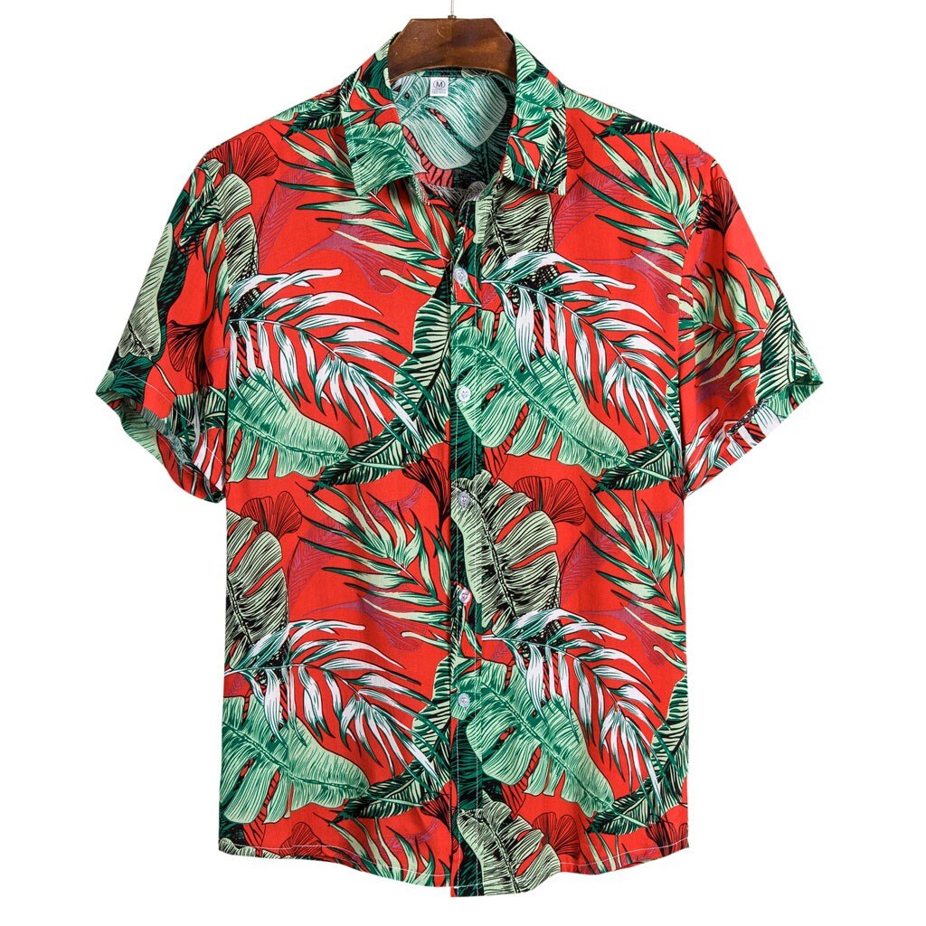 Novedad , camisa corta para hombre, camisa holgada con hebilla de esparcimiento, camisa de manga corta menétnica informal estampada hawaiana, camisa, blusa, camisa de verano