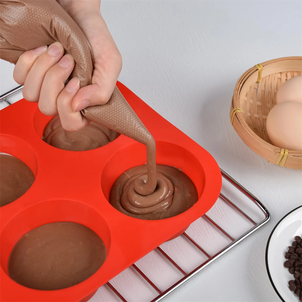 6 Cup Silicone Cupcake Pan Jumbo Muffin Pan Giant Cupcake Pan/Cups Deep Popover Pan Large Muffin Pans Baking Cheesecake Bites