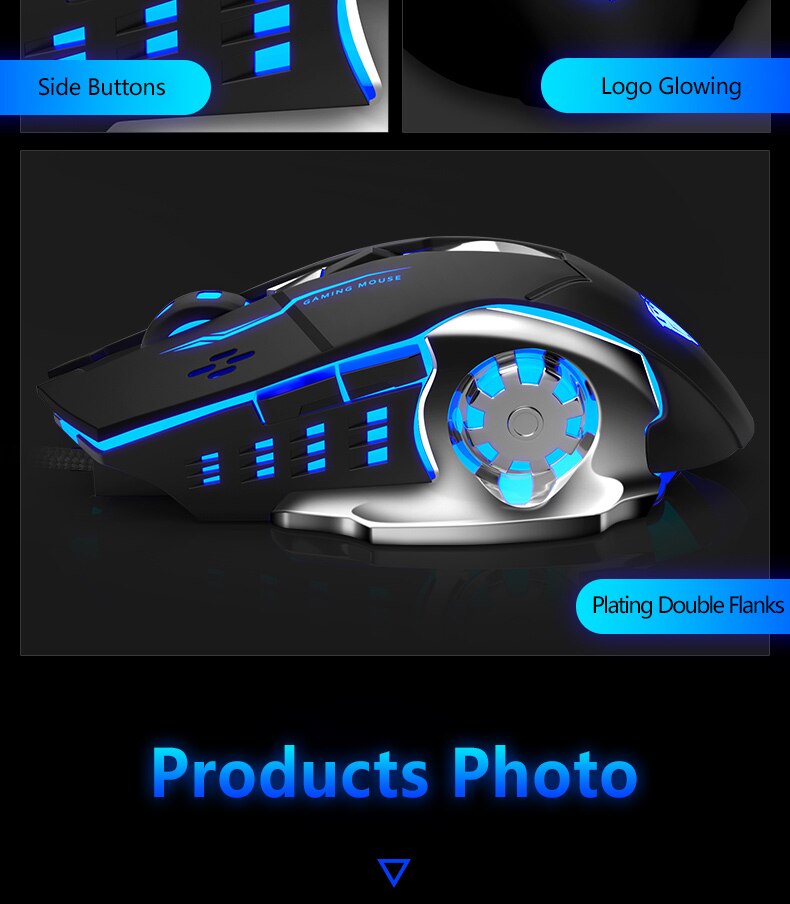 Gaming Mouse Marco Programmable Cool Lighting USB Optical Mouse Gaming for PC Laptop Computer