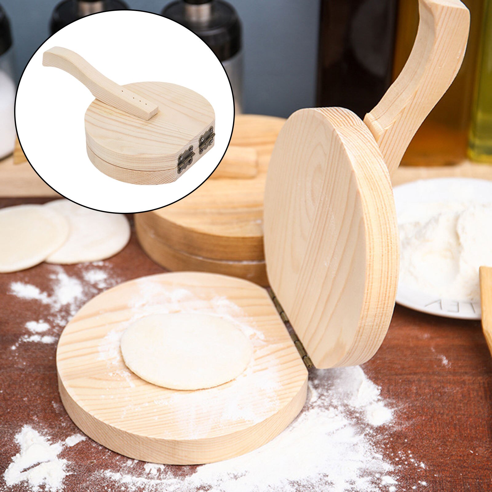 Houten Deeg Presser Pizza Pannenkoek Tortilla Pie Knoedel Wrappers Drukken Tool Biscuit Gebak Maker Voor Bakken Gadget Levert