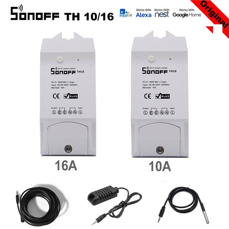 Sonoff TH16 TH10 10A 16A Smart Wifi Schakelaar Voor Ewelink Monitor Temperatuur Vochtigheid Automatisering, Met Alexa Google Home Assistent