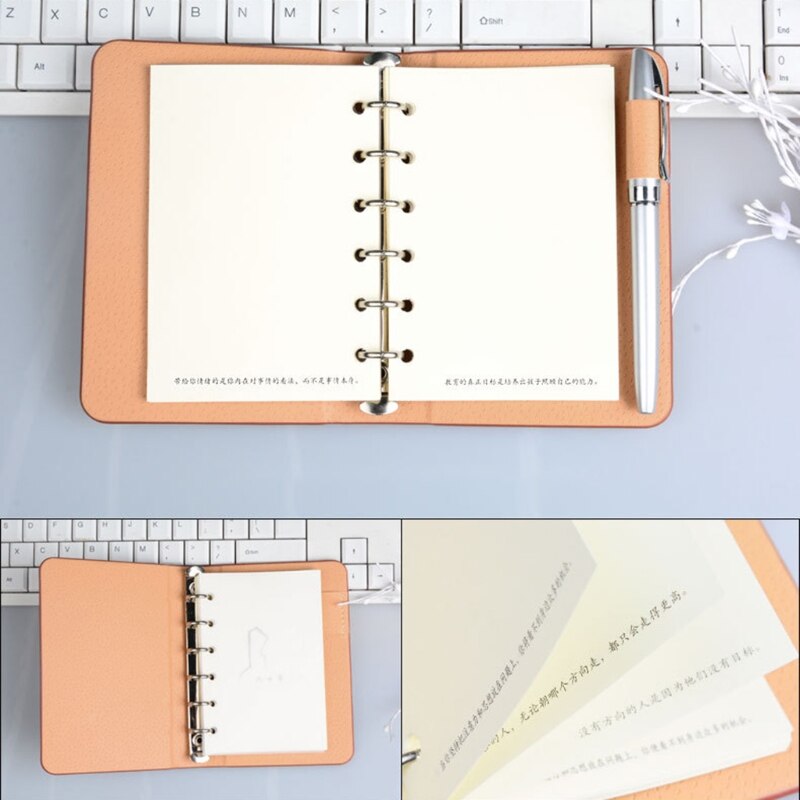 A7 Pocket Loose-leaf Notebook Leather Cover Business Diary Memos Planner Notepad