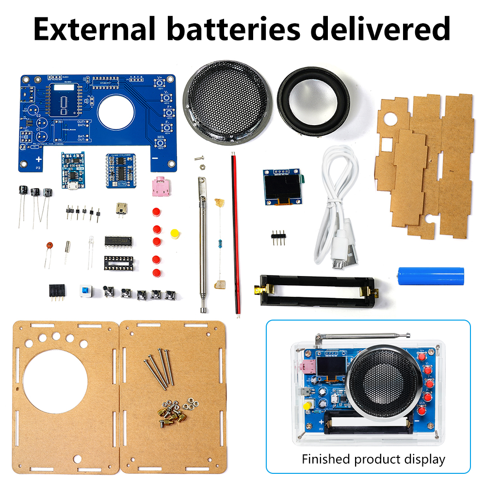 Kit electrónico de Radio FM DIY, frecuencia ajustable 87-108MHz, pantalla OLED, Kit de montaje de Radio, piezas electrónicas de soldadura DIY: Gris oscuro