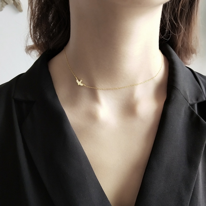 Louleur 925 スターリングシルバー送料鳥のネックレスのゴールドファッションシンプルな鎖骨チェーンチョーカー neckalce 女性のファインジュエリーギフト