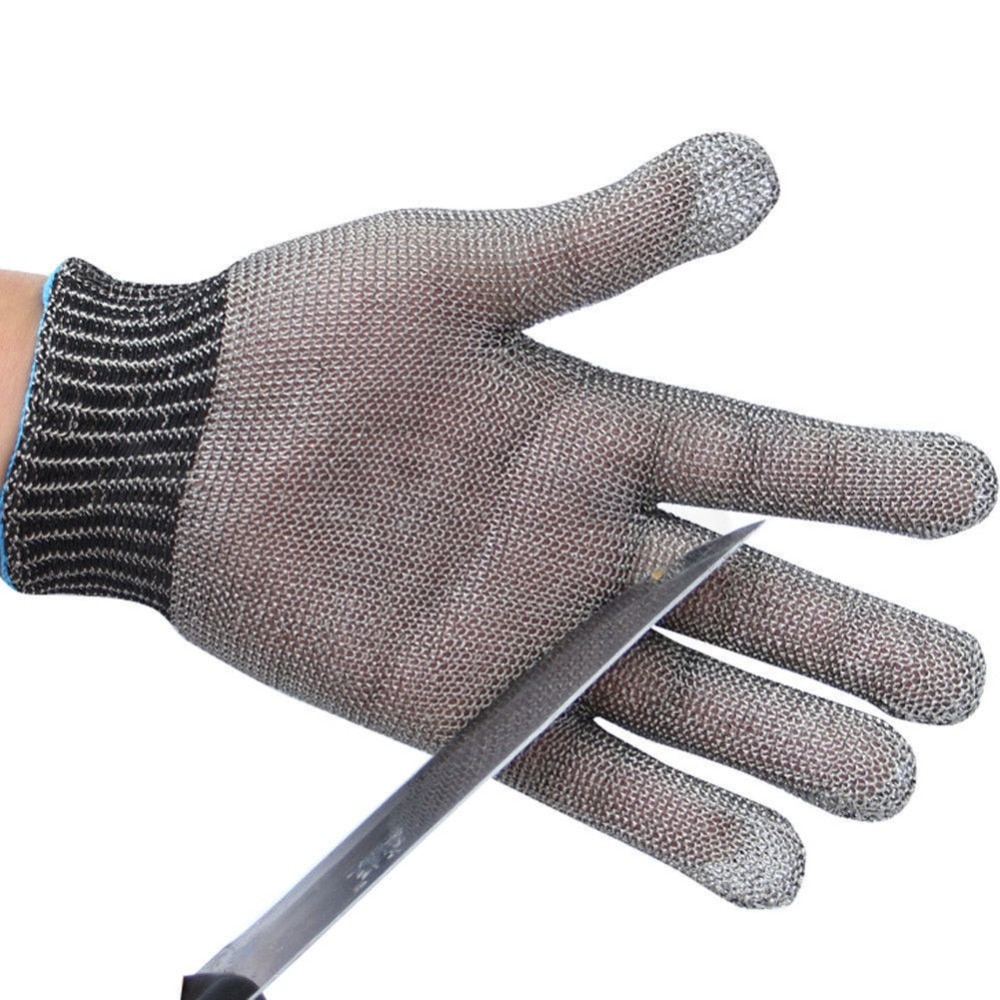 1 PC Rvs Grade 5 Staaldraad Plus PE Stalen Ring Iron Handschoenen Veiligheid Cut Proof Steekwerende Roestvrij stalen Metalen Mesh