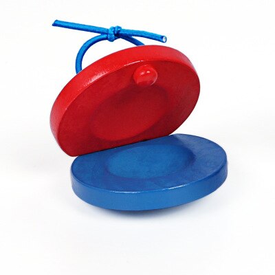 Juguetes para niños castañuelas de madera percusión instrumento Musical educación desarrollo intelectual del niño capacidad de escucha: Red blue