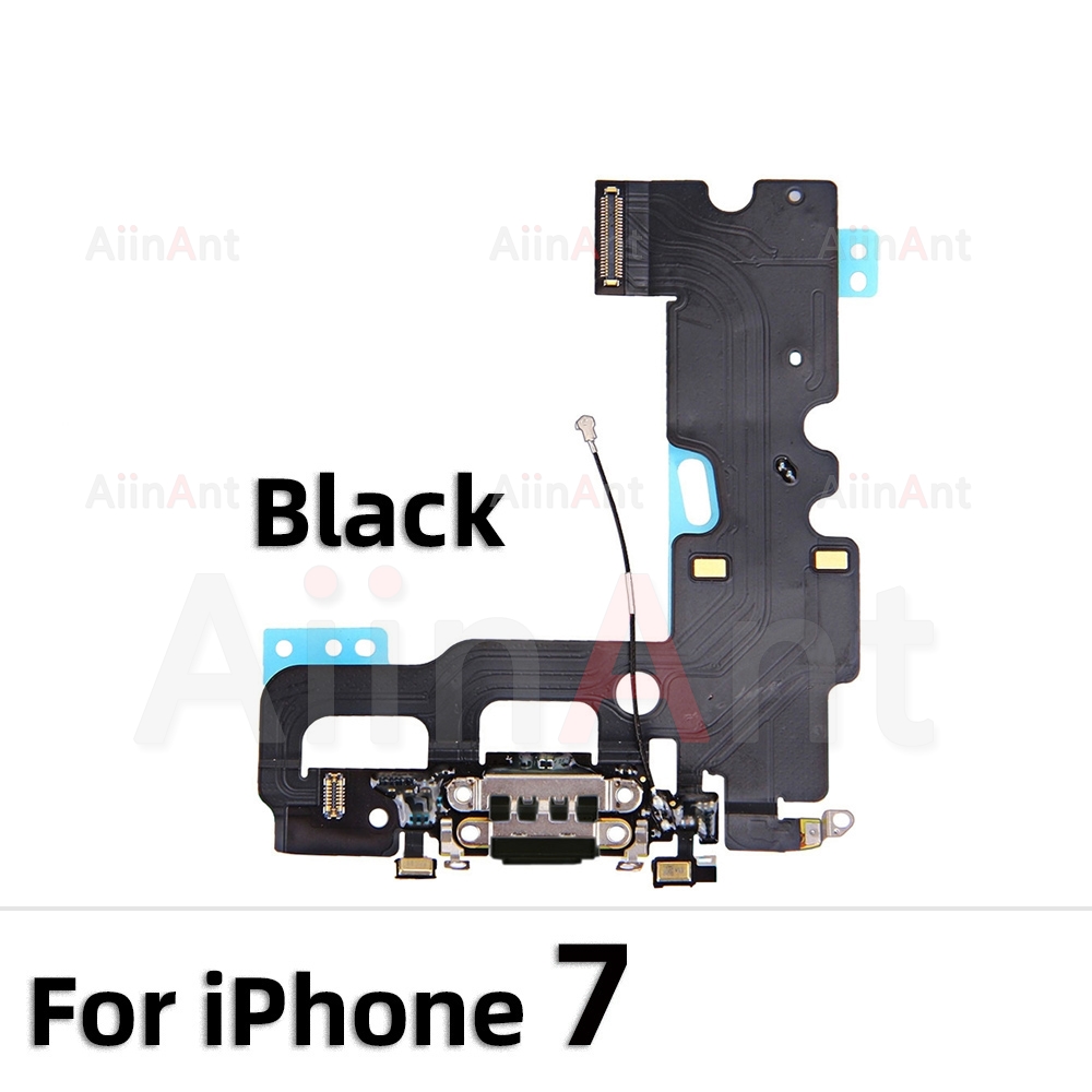 Bodem Usb Charger Port Flex Kabel Voor Iphone X Xs Max Xr 7 8 Plus 7G 8G Dock Opladen Connector Microfoon Flex: 7G Black